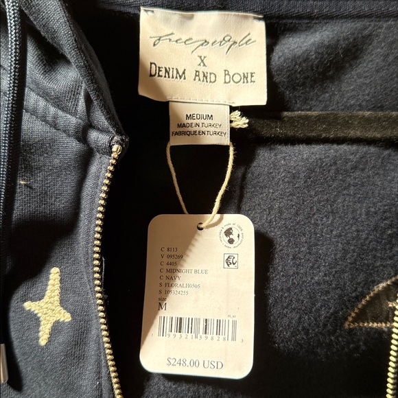 Navy Hoodie with Embroidered Floral Design - Picture 7 of 7